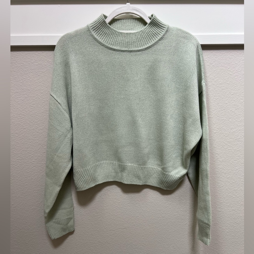 Divided Green Cowl Neck Sweater